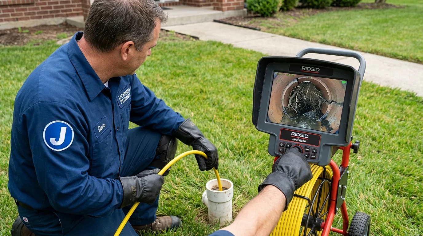 Sewer camera inspection being performed by Johns Plumbing LLC in Pittsburgh